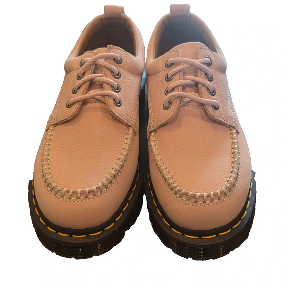 Dr. Martens Lowell Lace-Up Shoes Women 9 Pink Nubuck Leather Moc Toe Casual NWOB